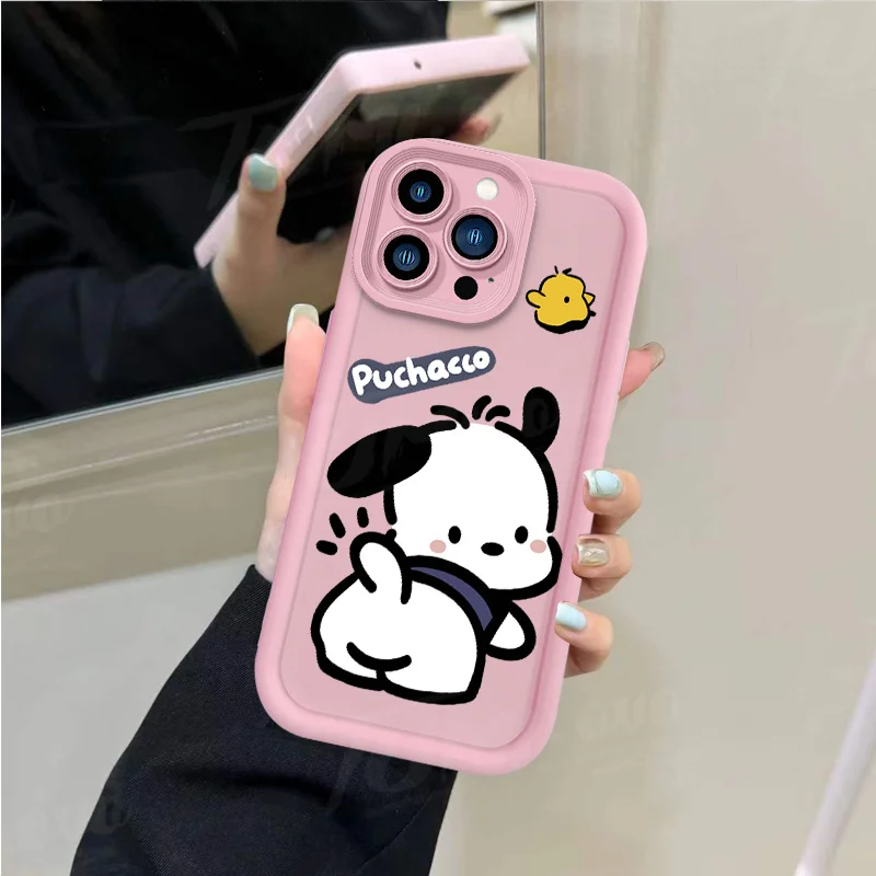 Sanrio Pochacco Flower Phone Case for Samsung Galaxy S24 Ultra S23 FE S22 S21 Plus FE A54 A34 A14 A73 A53 A33 5G Silicone Capa