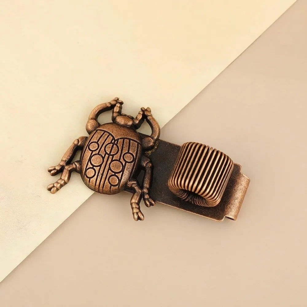 Creative Insect Series Pen Clip with Spring Vintage Metal Butterfly Rhinoceros Beetle Pen Clip Telescopic Spring Heavy-Duty