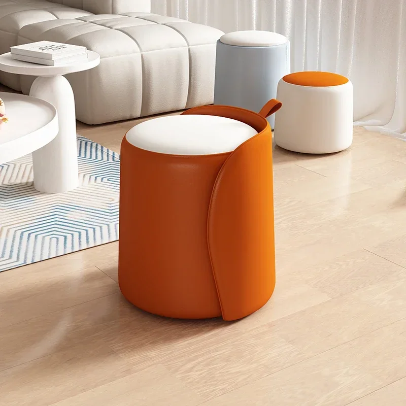 Foot Stool Dressing Stool Bedroom Manicure Leather Stool Coffee Table Soft Wrapped Low Stools Changing Shoes Chair Ottomans