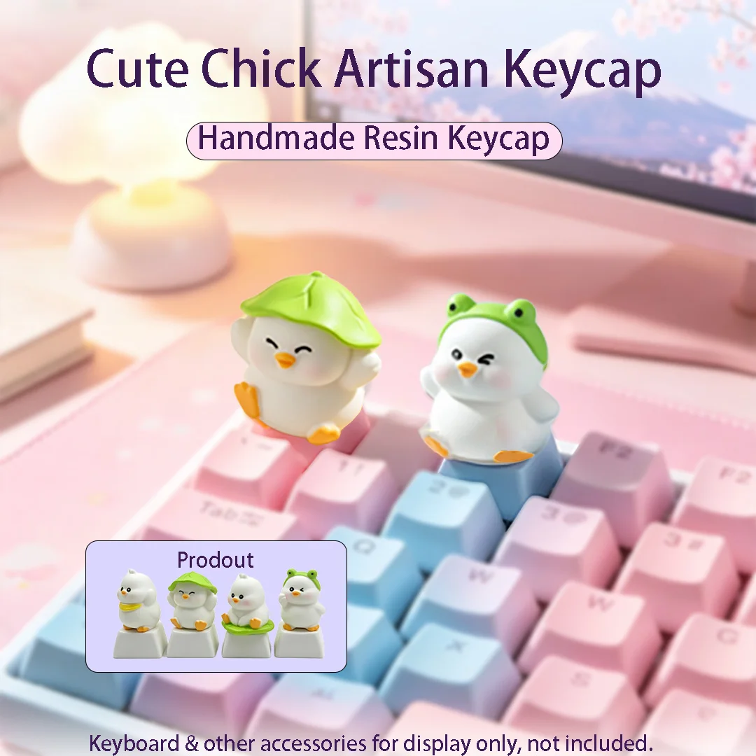 Kawaii Chicken Keycap, Cute Animal Artisan Key Cap for MX Switch Gaming Keyboard Decoration