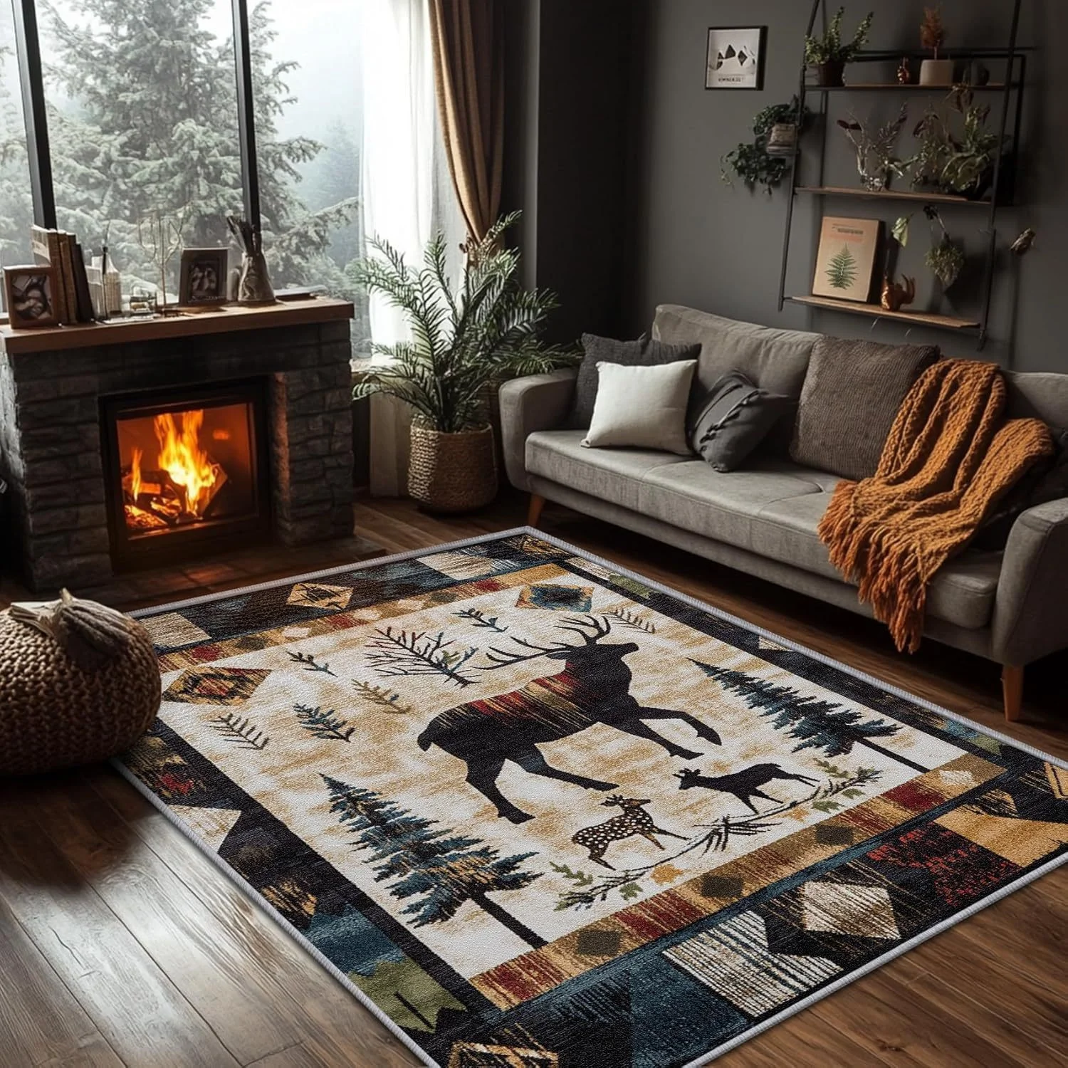 VIKAMA Retro American Animal Living Room Carpet Full Bed Bed Blanket Easy To Take Care Of Bed Bed Mat Home Decoration