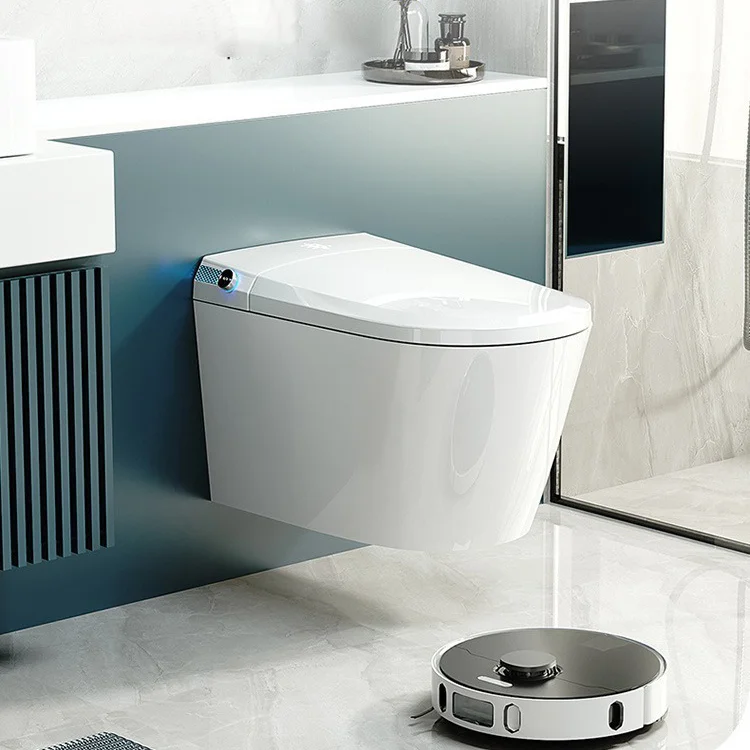 

High-End Modern Smart Wall-Mounted Toilet Automatic Intelligence Remote Control Dual-Flush Concealed Tank P-Trap Drainage
