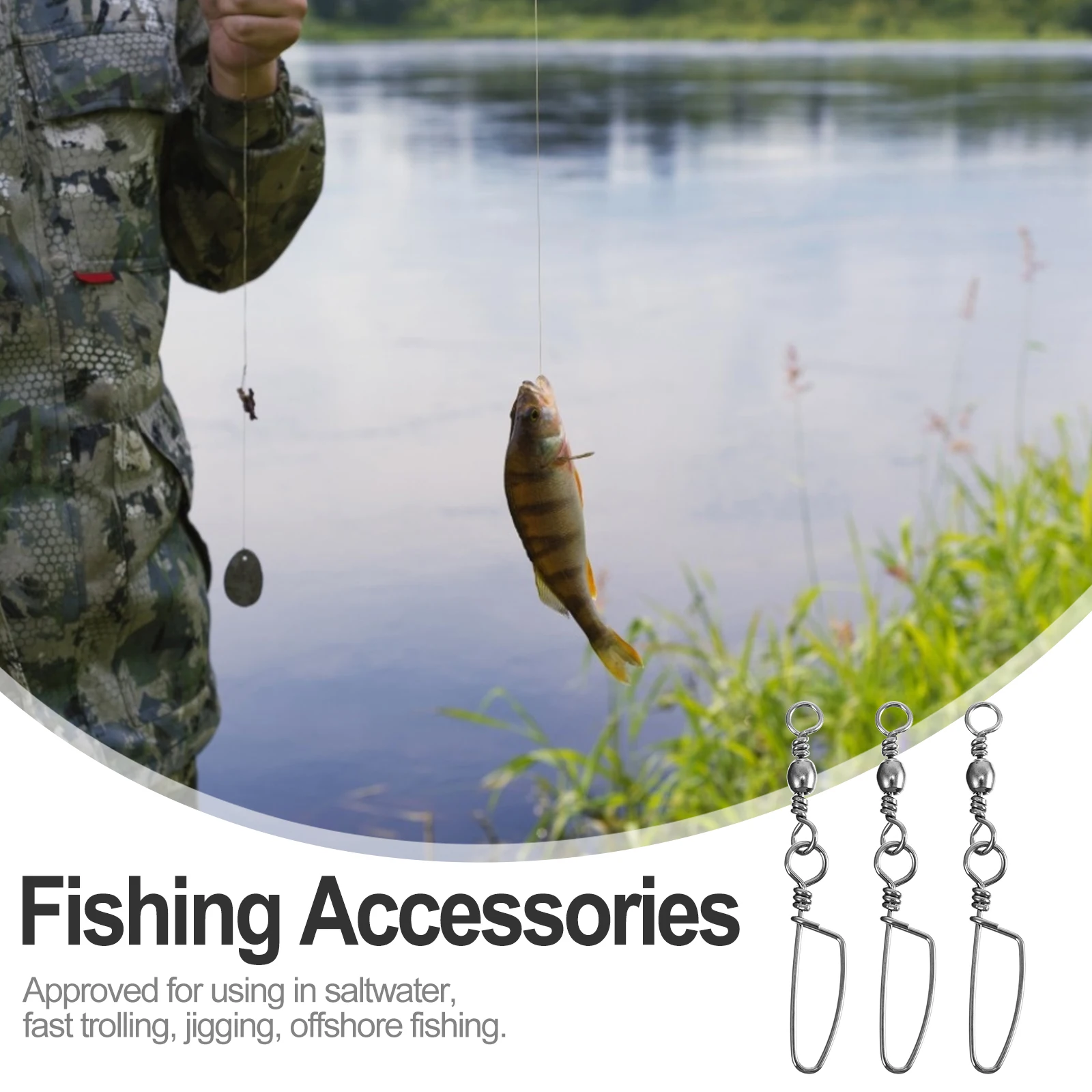 

40pcs Fishing Swivels Snap Clips Coast Lock Line Connector For Saltwater Offshore Trolling Jigging Bass Freshwater Fishing