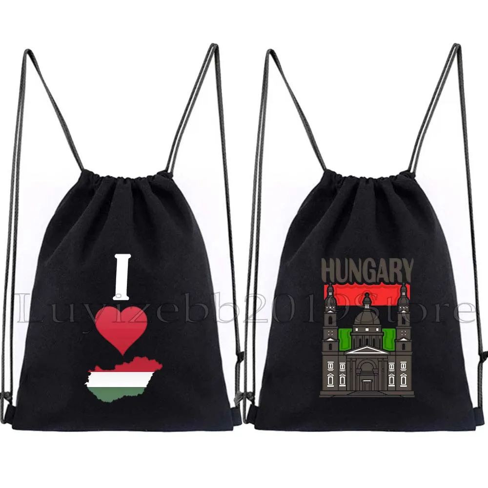 Budapest Hungary Flag Heart Map Souvenir Hungarian Girl Cute Gifts Drawstring Bags Soccer Backpack Gym Sackpack Gifts String Bag