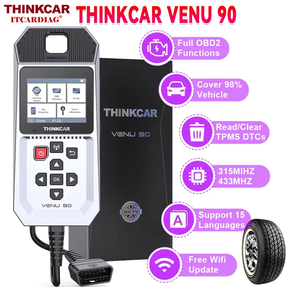 

THINKCAR VENU 90 Car Tire Pressure Diagnose Tool TPMS Activation Tool For 315MHz 433MHz Thinkcar S3 Sensor For ThinkTool Pro 689