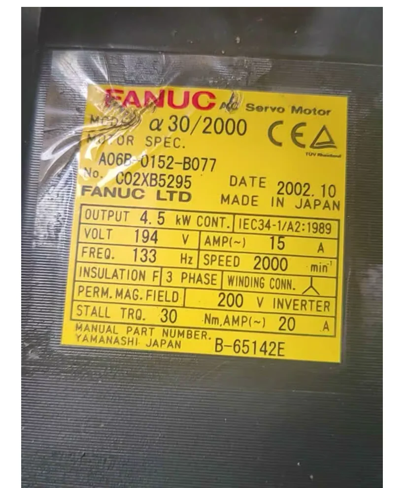 

Серводвигатель Fanuc с питанием от первого лица Fanuc, проверено на ЧПУ, ок A06B 0152 B077