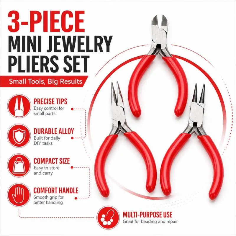 1/3pcs Jewelry Pliers Tool Kit Includes Needle Round Wire Cutter And Curved Nose Pliers For Jewelry Making