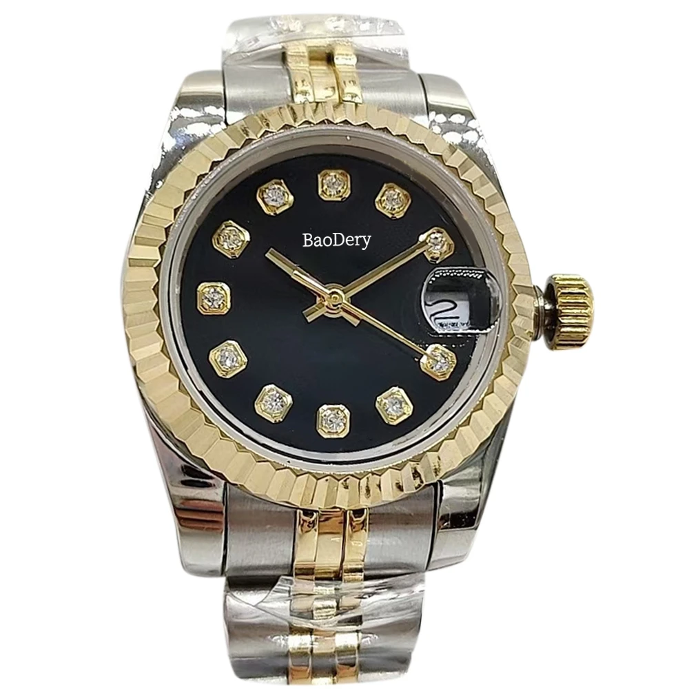 

Роскошные женские автоматические часы диаметром 26 мм, часы с бриллиантами, нержавеющая сталь 904 и сапфировое зеркало, подарок для женщин