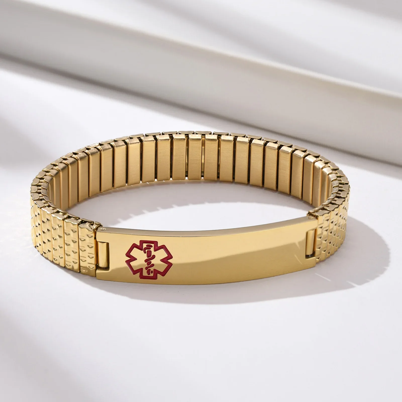 12mm Stainless Steel Star of Life Emergency Medical Care Sign Bracelet Bangle Men Classic Punk Glamor Casual Jewelry