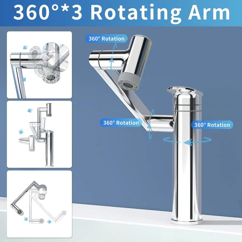 Bathroom Faucet 1080 Degree Rotating Water Tap Temperature Display Single Lever Hot Cold Water Mixer Washbasin Tap Kitchen Taps