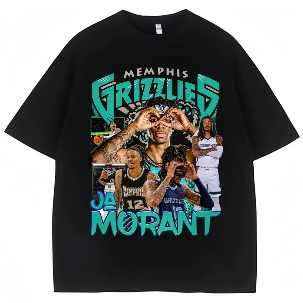 Camiseta gráfica de Ja Morant 12 Memphis 2026, regalos para fanáticos del baloncesto, camisetas de manga corta vintage para hombres y mujeres, camisetas de moda Harajuku