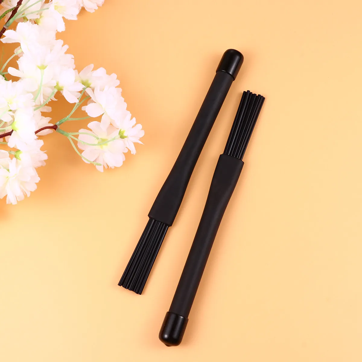 Retractable Nylon Drum Brushes Pair Jazz Drumsticks for Drum Kit Volume Control Music Practice