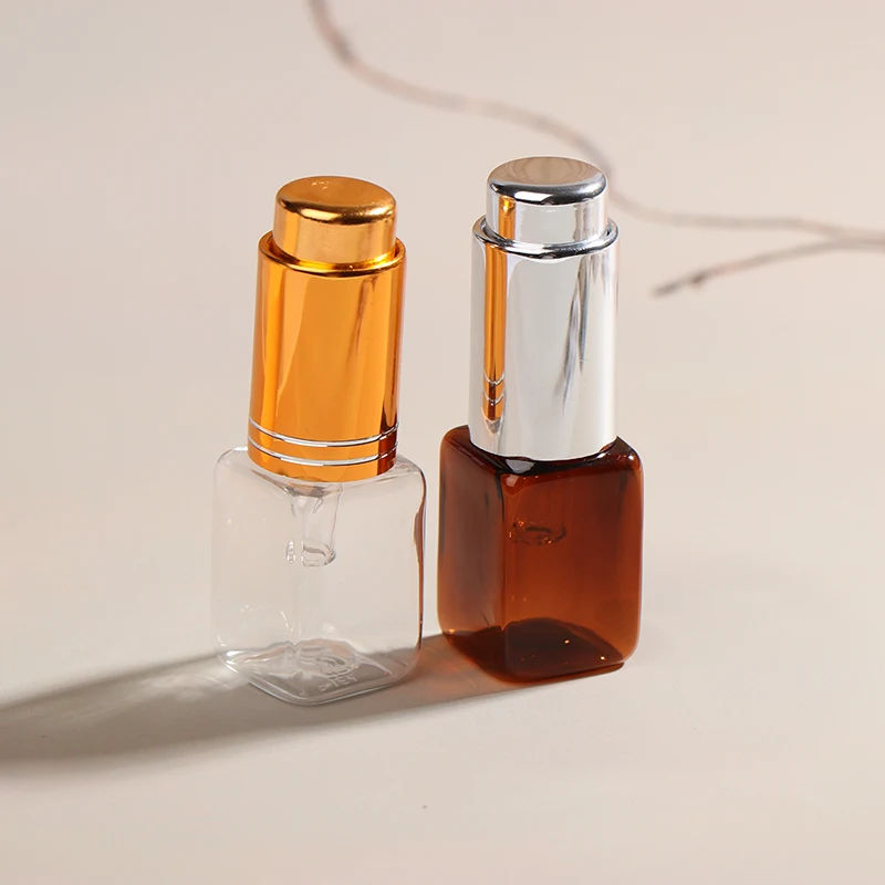 10ml ขวดหยดแก้วแบบรีฟิลน้ํามันหอมระเหยและน้ําหอมขวดเครื่องสําอางที่ว่างเปล่ากดประเภทสไตล์เรียบง่าย