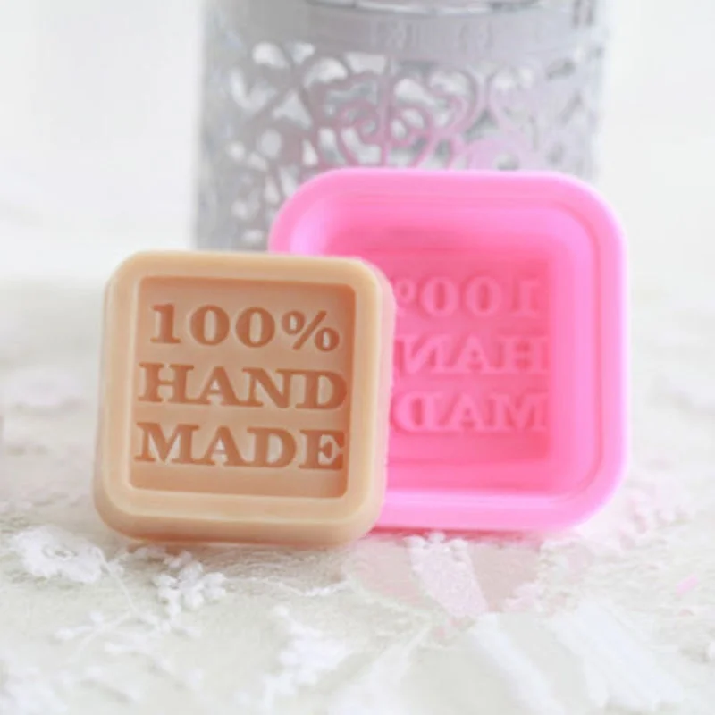 

5/10/20pcs Soap Making Molds soap mold handmade soap mold Rectangle 5.5*5.5*2cm “100% HAND MADE” inscription