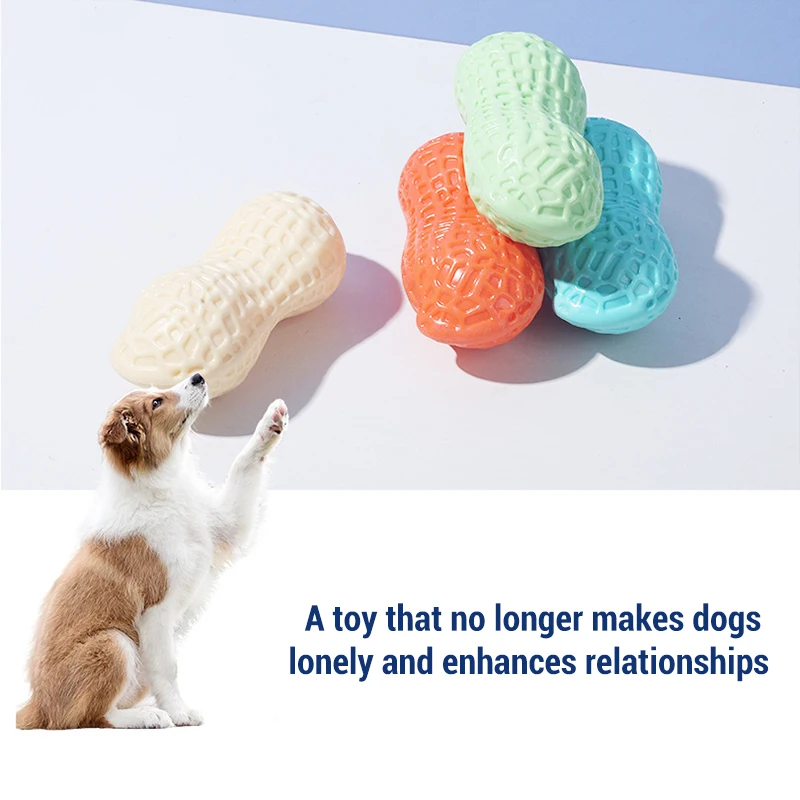 Jouets à mâcher pour chien en forme d'arachide, en caoutchouc durable, résistants aux morsures, pour nettoyer les dents, jouets interactifs pour chiots