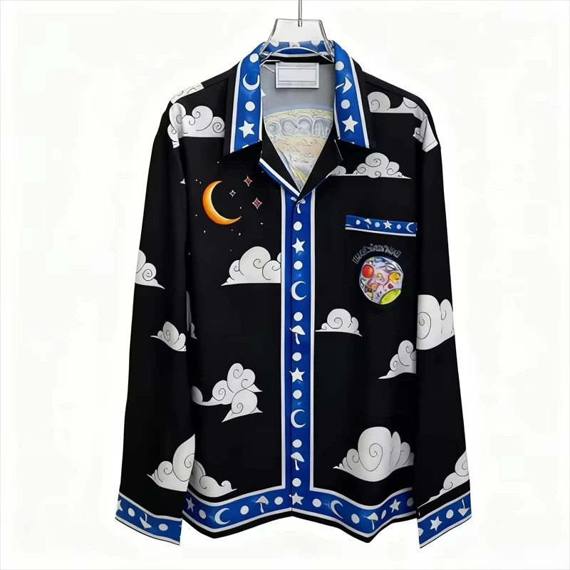 2026 Luxury Printed Vintage Shirt Autumn Long Sleeve Unisex Casual Top Fashionable Elegant Gift