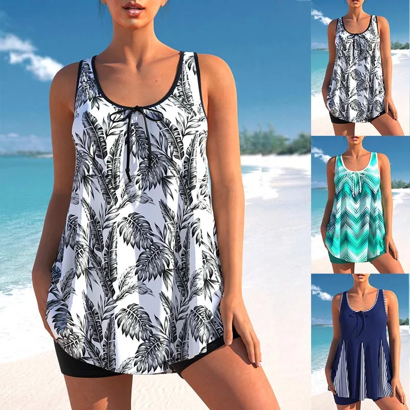 2023 Summer Regular Tankini New Design Printed Women\'s Swimwear Two Piece Swimwear Bikini Set Beach Wear Swimwear Swimwear Set