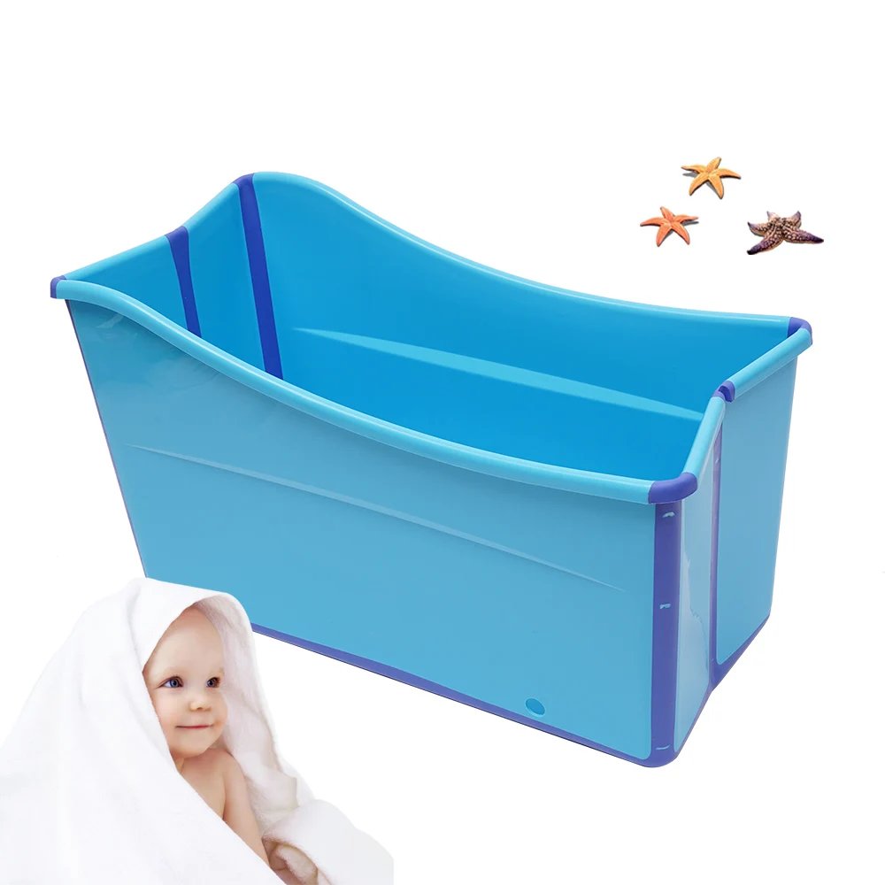 Portable Foldable Bathtub Adult Sauna Child Spa Bath Folding Bathtub Massage Blue