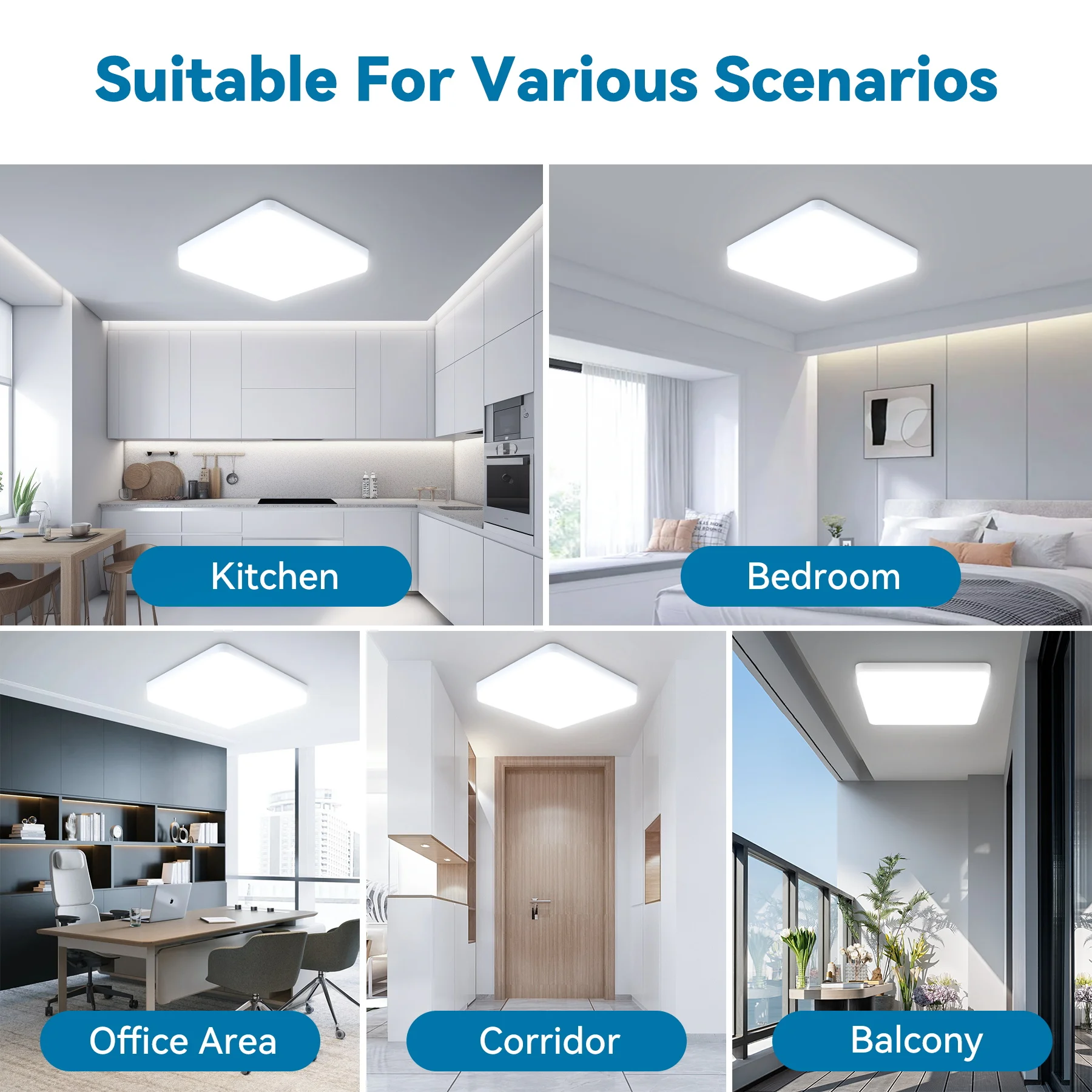 Square Ceiling Lamp Kitchen Bathroom Panel Lights Waterproof LED Ceiling Lustre 110V 220V Bedroom Hanging Lamps 15/18/23/30/45cm image 3