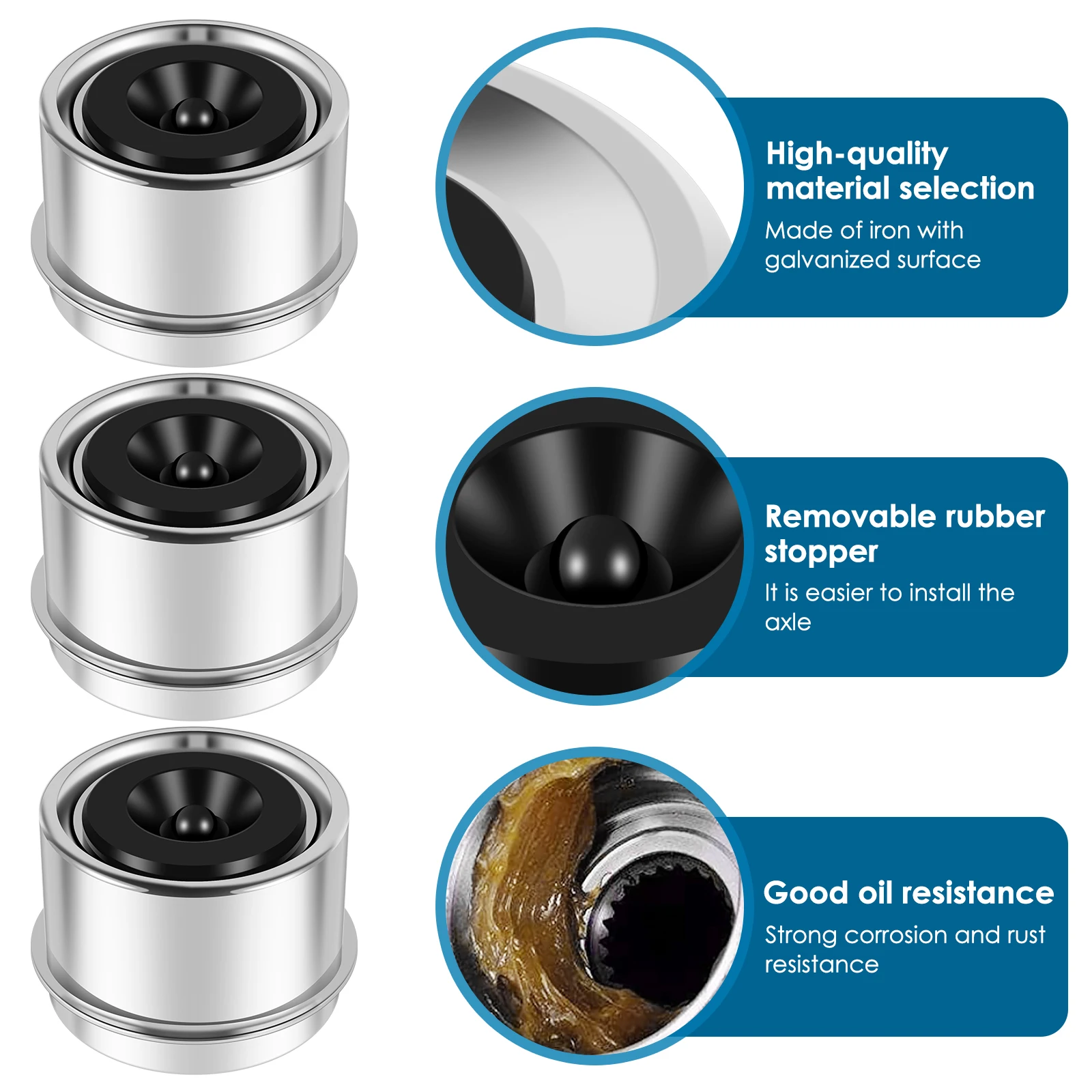 4 Stuks Trailer Lager Stofkap 1.98/2.75 Inch Ijzeren Trailer As Vet Covers Stevige Trailer Wielnaaf Center glijmiddel Vet Covers