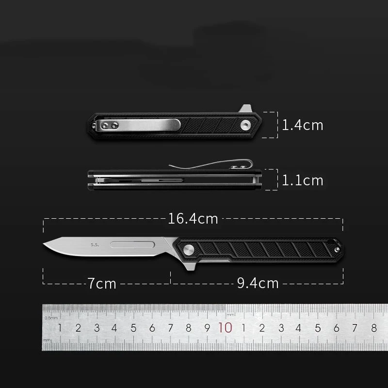 Imagem -05 - Pei Bisturi Folding Knife Utility Pocket Knife Adequado para Uma Variedade de Lâmina Back Clip Auto Camping Defesa Ferramenta Edc G10