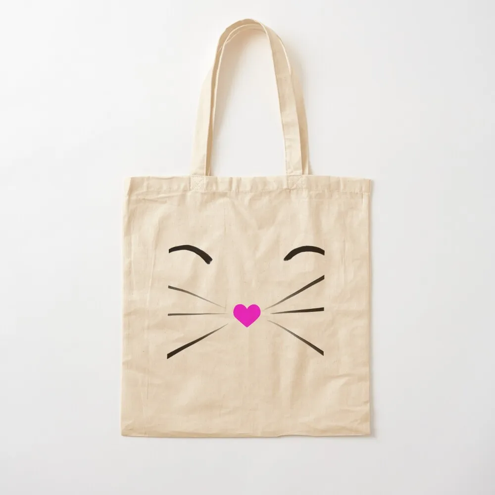 Content cat with heart nose - pink Tote Bag Large bags for women Women's shopping bag Canvas Tote Bag