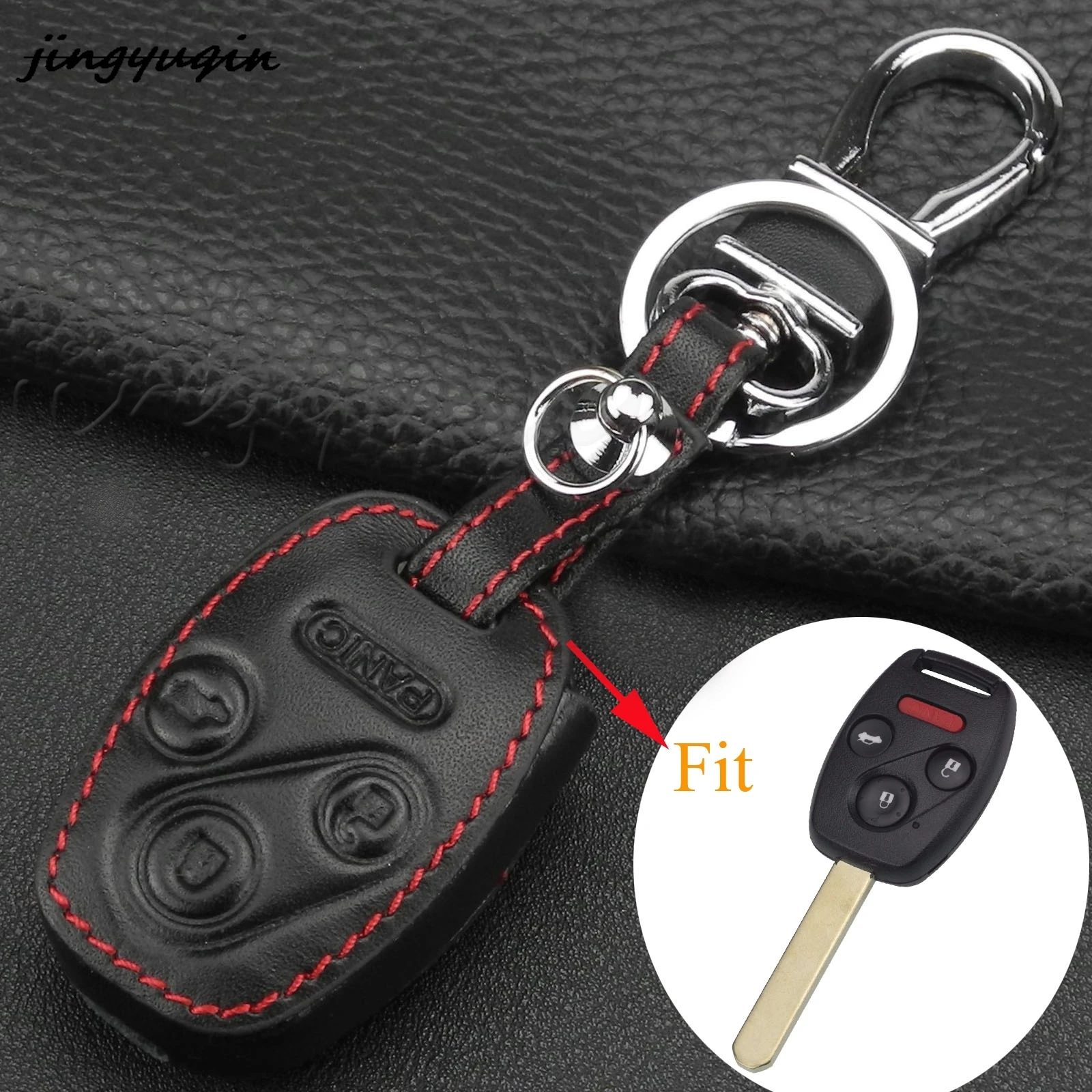 

jingyuqin 10pcs/lot 4 Buttons Car Key Cover Leather Case For Honda Accord CR-V Civic Insight Ridgeline