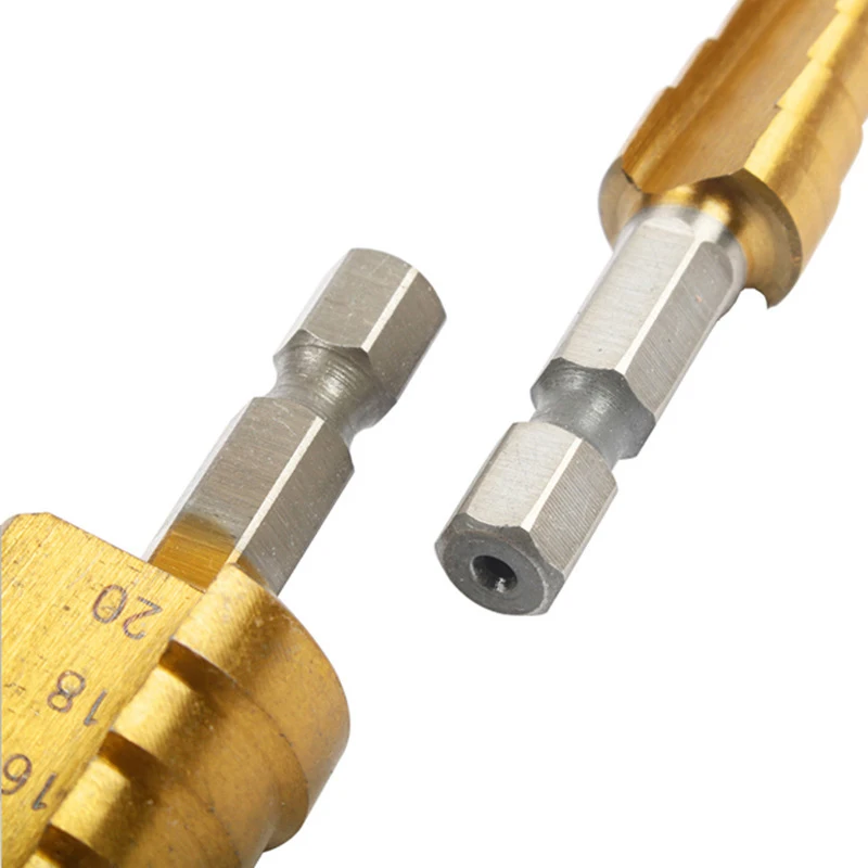 5 pz 4-12mm 4-20mm 4-32mm HSS punta da trapano a gradino con scanalatura diritta in titanio rivestito in titanio legno metallo foro Cutter nucleo cono strumenti di perforazione Set