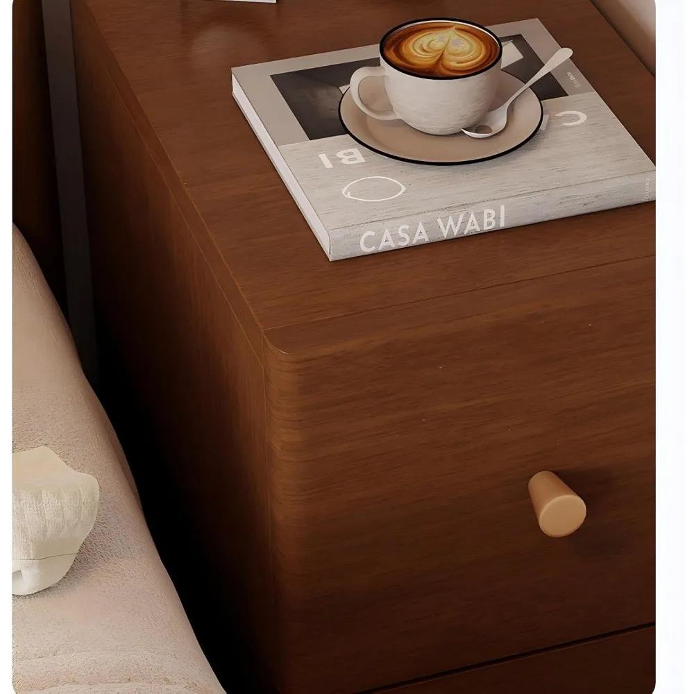 منضدة خشبية حديثة ذات درجين لغرفة النوم والفندق بتصميم نحيف وخزانة تخزين #6