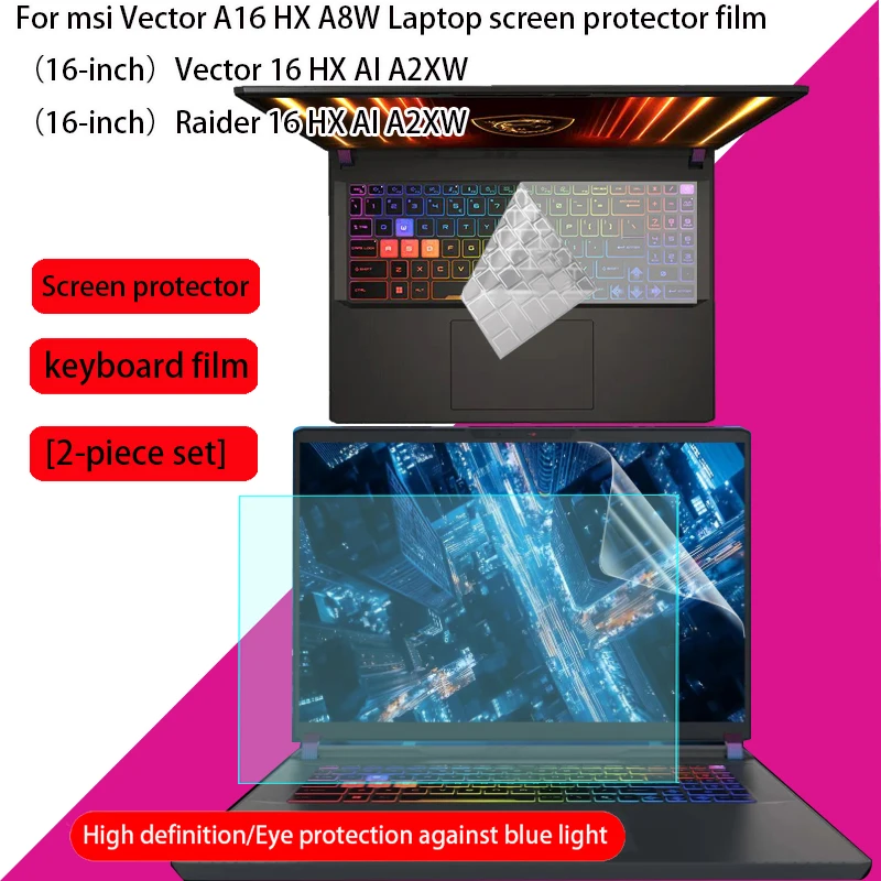 

Защитная пленка для экрана ноутбука MSI Vector A16 HX A8W 16 дюймов, пленка для клавиатуры Raider 16 HX AI A2XW, защитная пленка для компьютера с функцией защиты конфиденциальности.