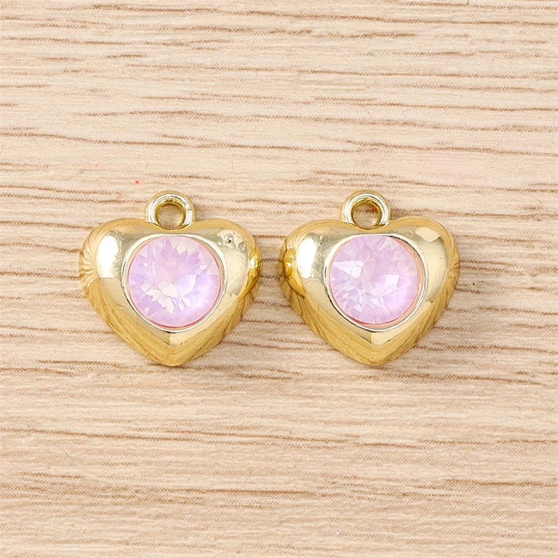 5 Stück 12x12mm Niedliche Kristall-Liebesherz-Anhänger für Schmuckherstellung, Halsketten, Ohrringe, Armbänder, Zubehör, DIY-Bastelarbeiten, Geschenk – Detail 6