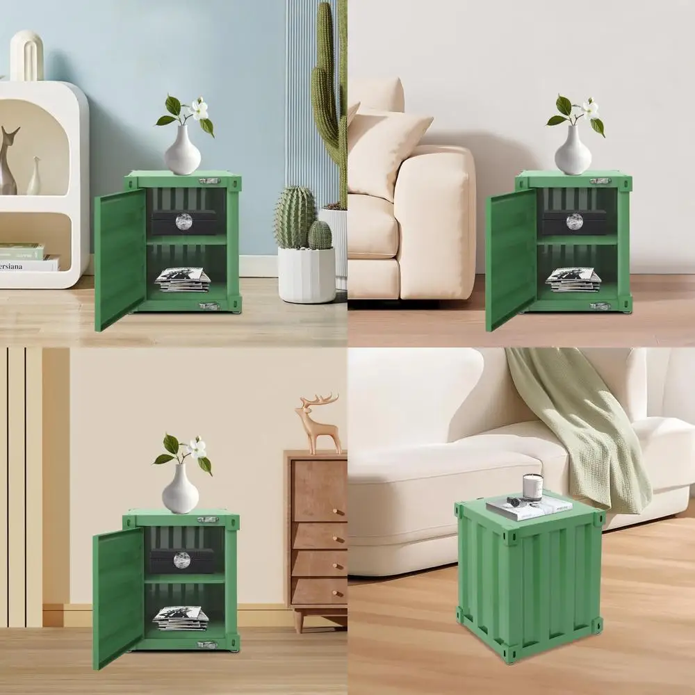 

Industrial Style Metal Locker Bedside Table with Wrought Iron Container Storage Cabinet for Modern Living Spaces