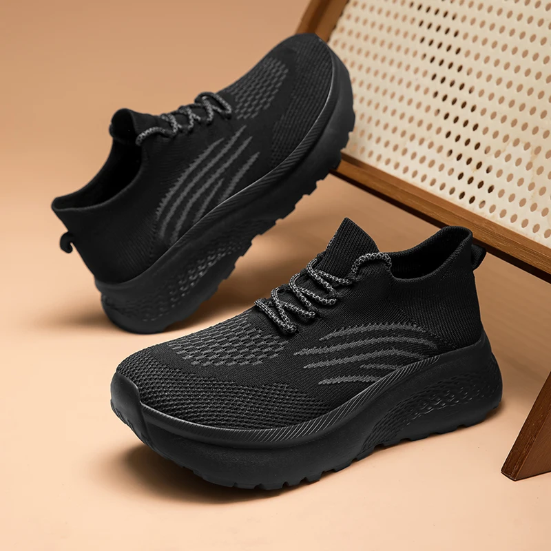 Men Slip‑On Sock Sneakers Lightweight Running Shoes Breathable Loafers Soft Cushion Sole Non‑Slip Walking Casual Sport Shoes