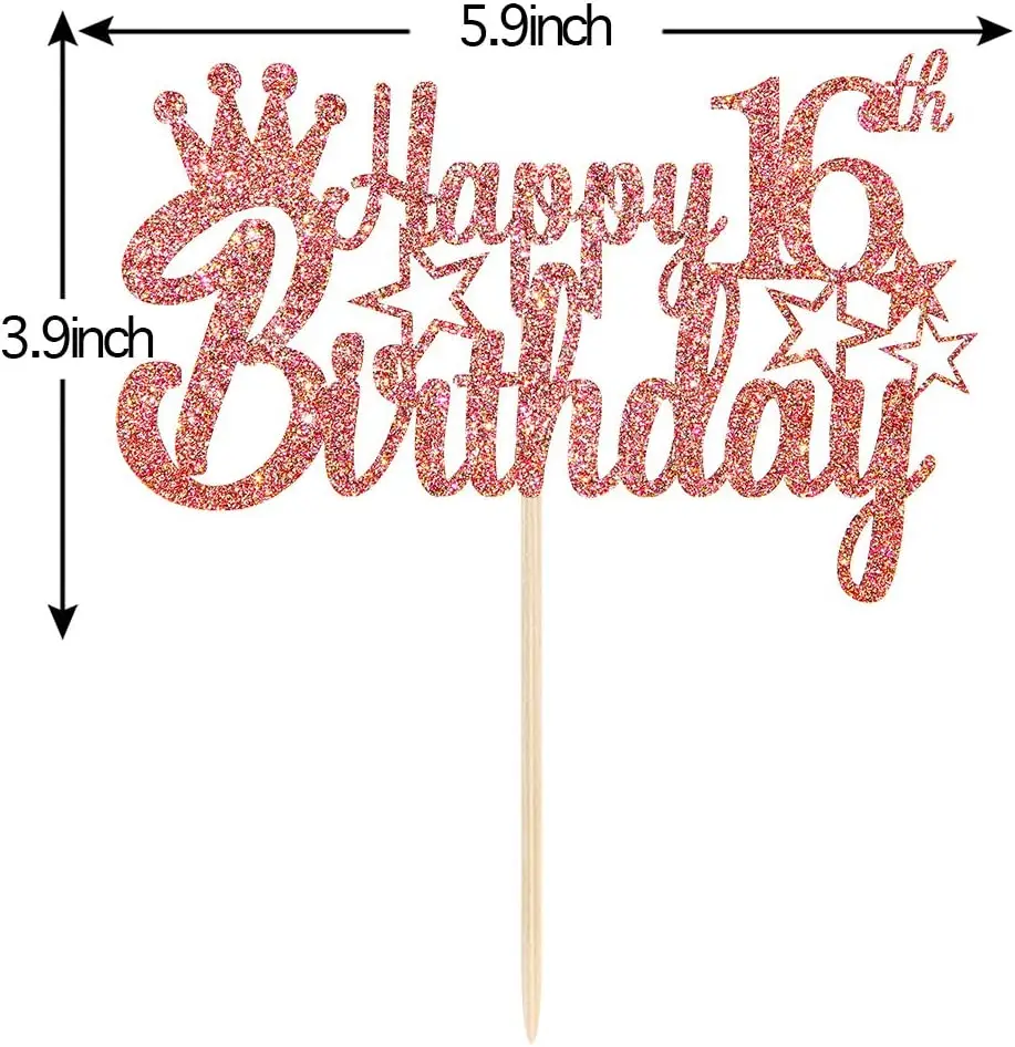 Schillernden Anzahl 16 Papier Sterne Dot Girlande Hängen Bunting für Süße Rose Gold 16th Glücklich 16st Geburtstag Jahrestag Party Decor – Detail 21