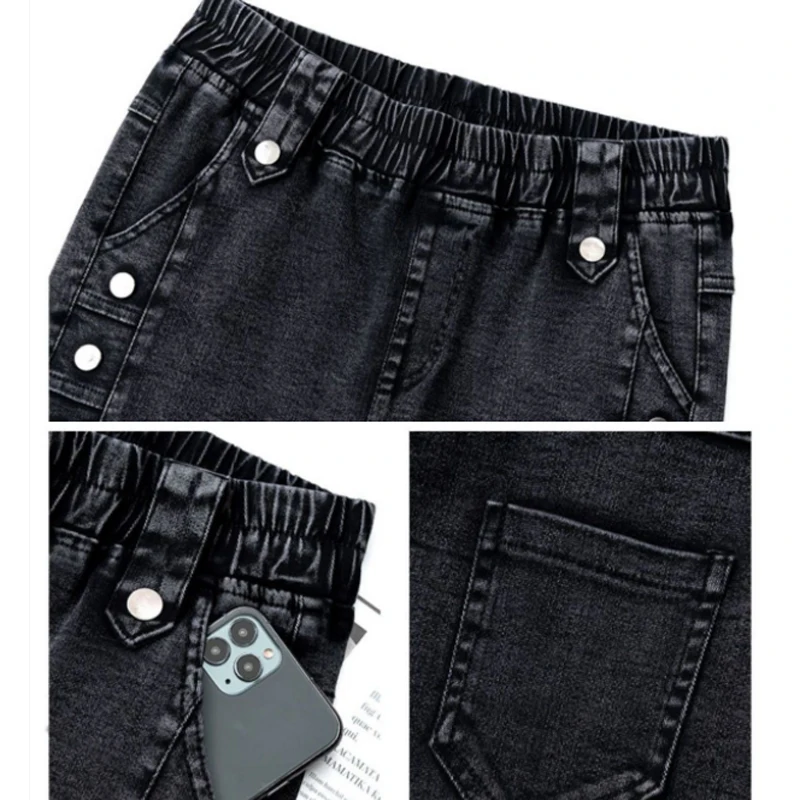 Velvet Stretch Pencil Jeans Women Winter Plus Big Size 34 Vintage Slim Thicken Jean Warm Skinny Denim Pants High Waist Leggings