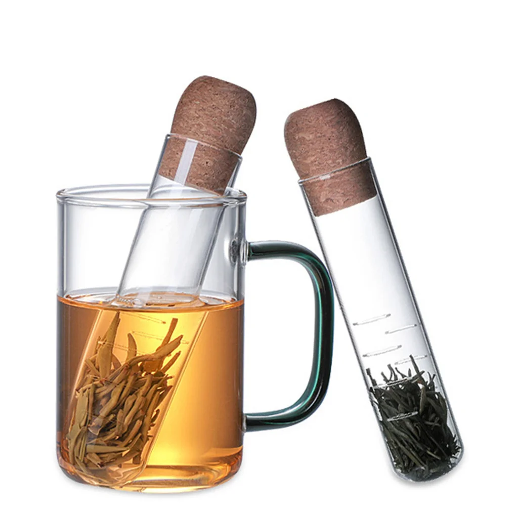 Creative Glass Tea Infuser Pipe Glass Design Tea Strainer For Mug Fancy Filter For Puer Tea Herb Tea Tools With Cork Stopper