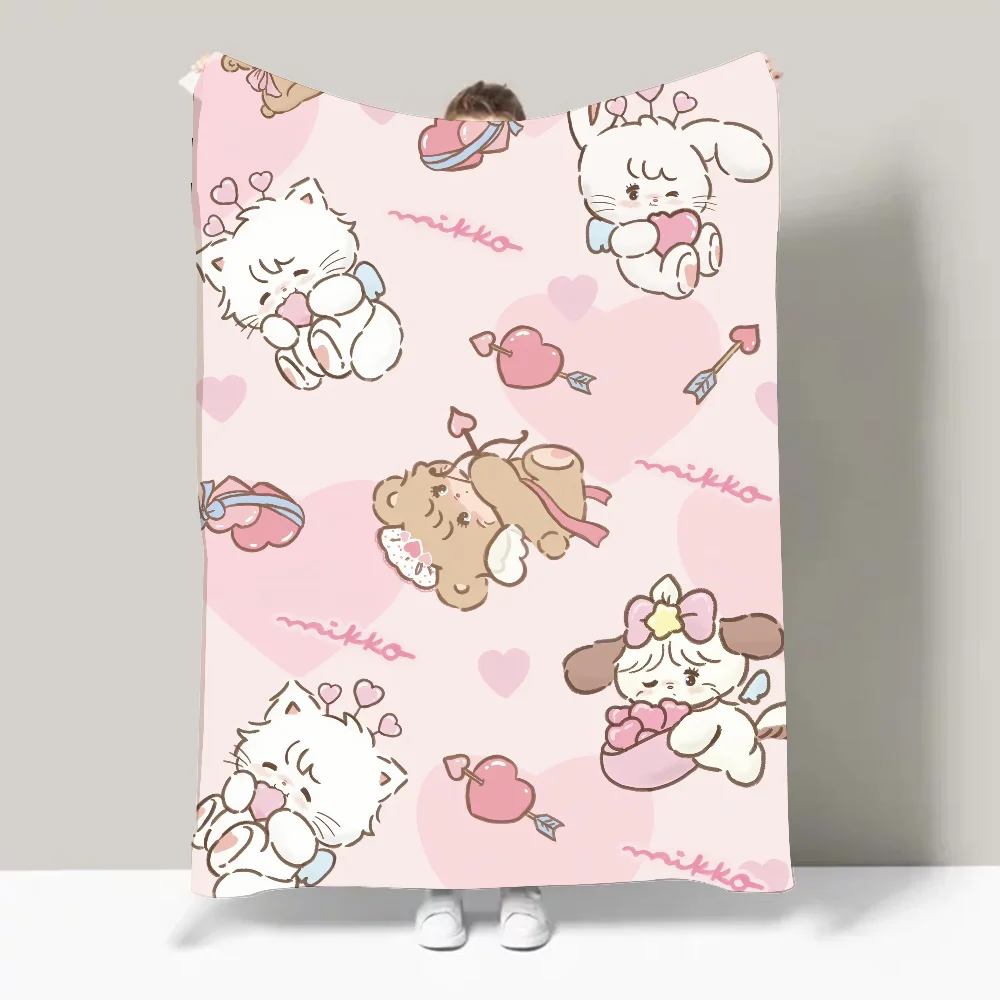 Kawai M-Mikko Cat Картонное одеяло Дизайн Легкое одеяло для общежитий, сон, гостиной, офиса, дивана, всесезонного