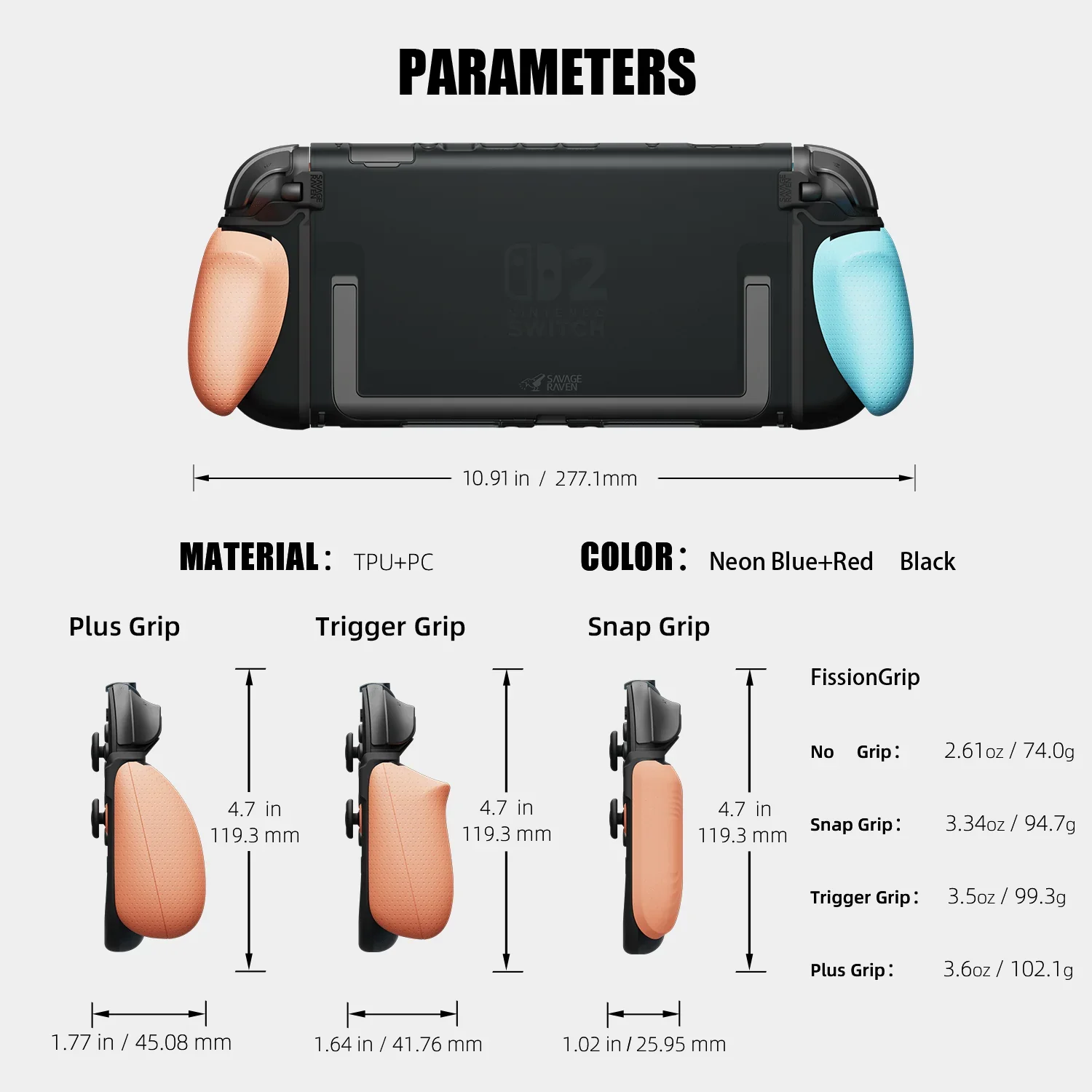Savage Raven by Skull & Co. FissionGrip Dockable Revolutionary Split Protective Case for Nintendo Switch 2