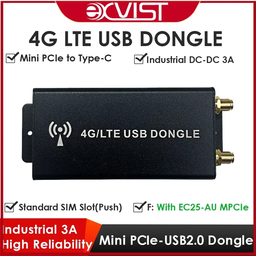 

4G LTE Dongle with EC25-AU Mini PCIe Modem Industrial Mini PCIe to USB Type-C Adapter with SIM Card Slot
