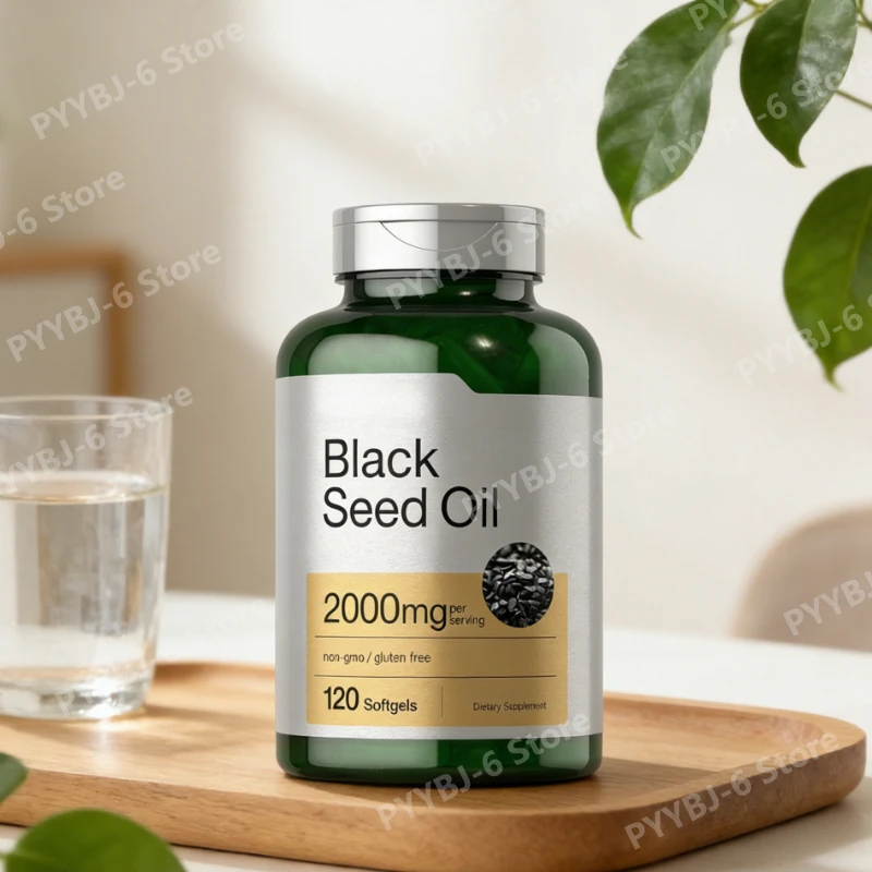 Black Seed Oil 2000mg 120 Cold Pressed Softgels Non-GMO and Gluten Free Dietary Supplement for Daily Wellness Support