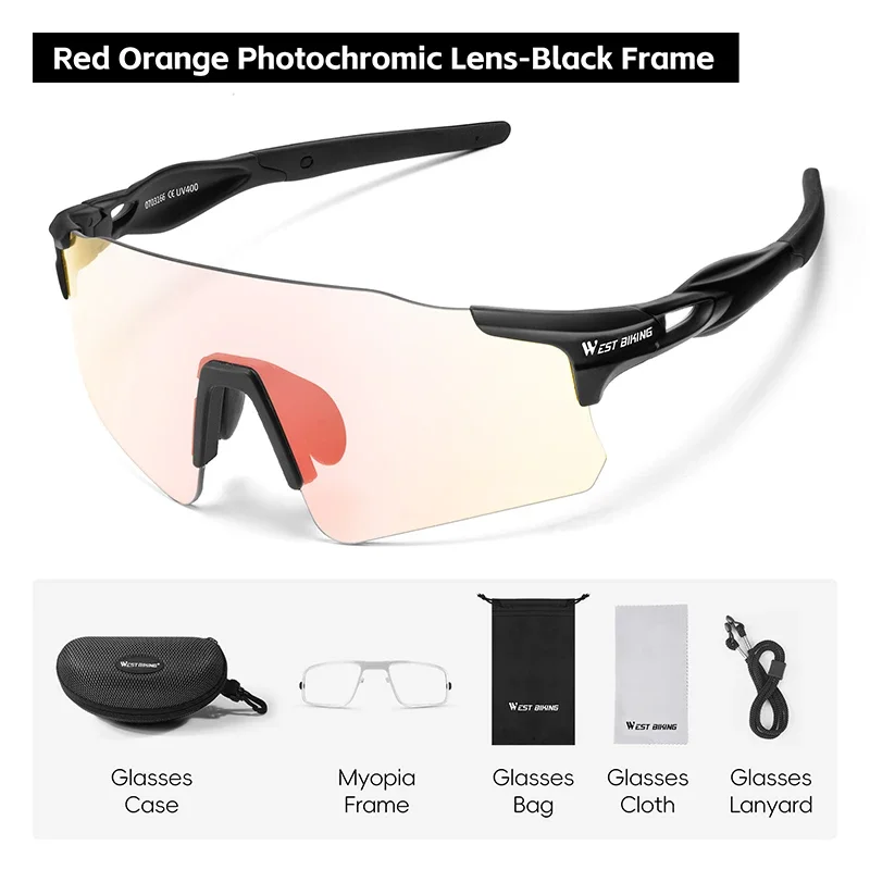 

Фотохромные велосипедные очки WEST BIKING, поляризационные очки для шоссейного велосипеда MTB, солнцезащитные очки с защитой UV400, ультра легкие спортивные очки