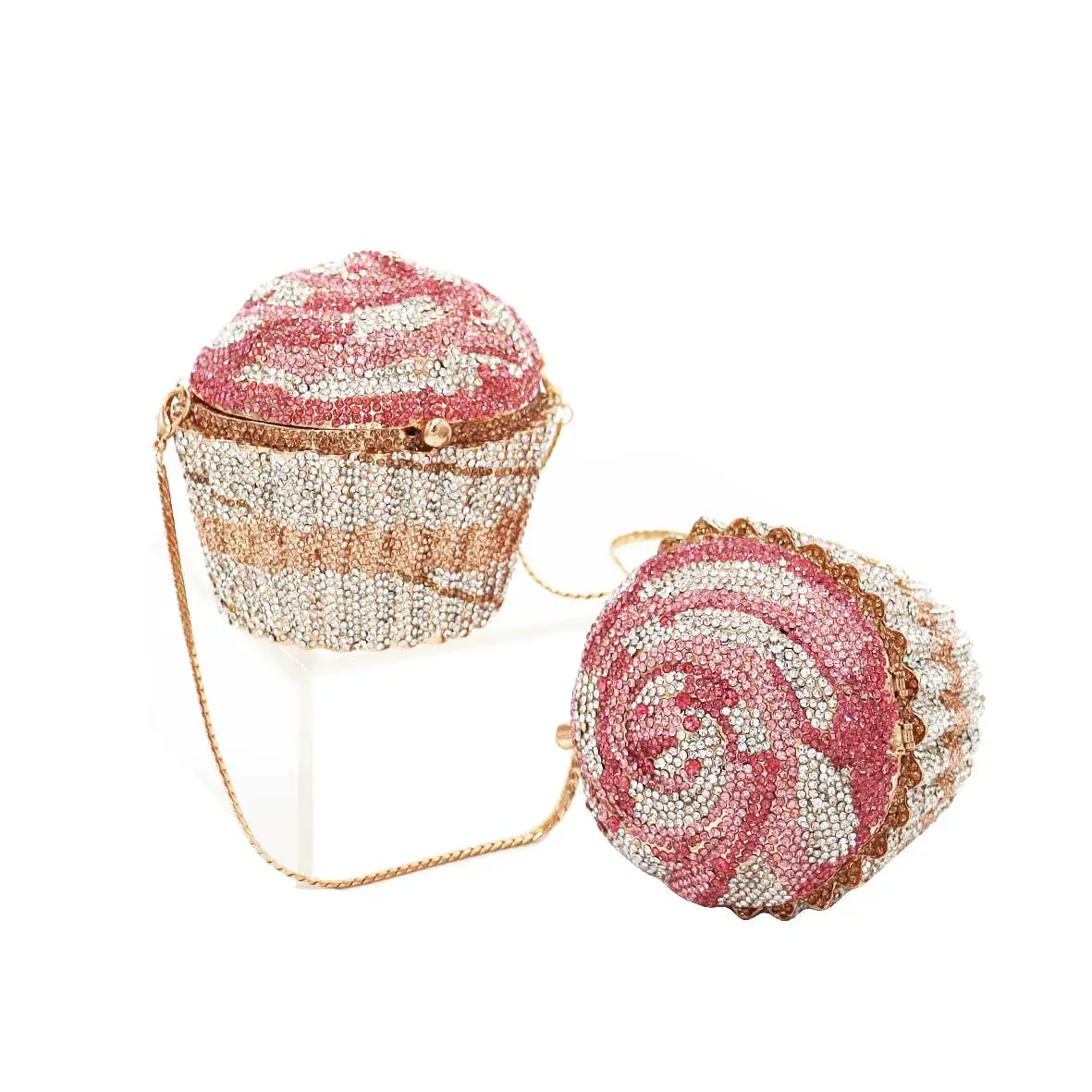 Designer Brand Luxury Crystal Evening Bag Fashion Cupcake Diamond Clutch Soiree Purse Women Wedding Bride Cake Handbags SC515
