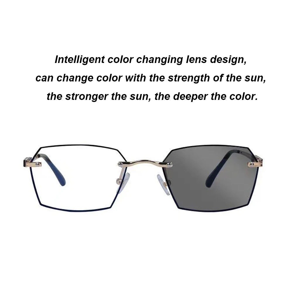 Men Photochromic Anti Blue Light Glasses Slim Frame  Eye Protection Ultra Light Eyeglasses Transparent Computer Goggles