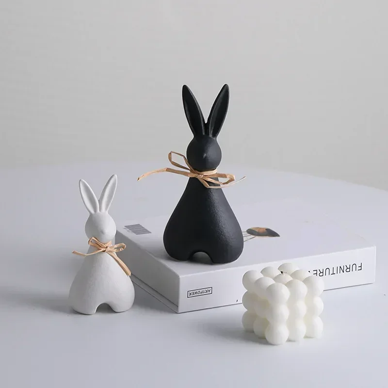 Creative Rabbit Bookend Ornament Wine Cabinet Living Room Ceramic Desktop Bookend Home Decoration Cute Gift