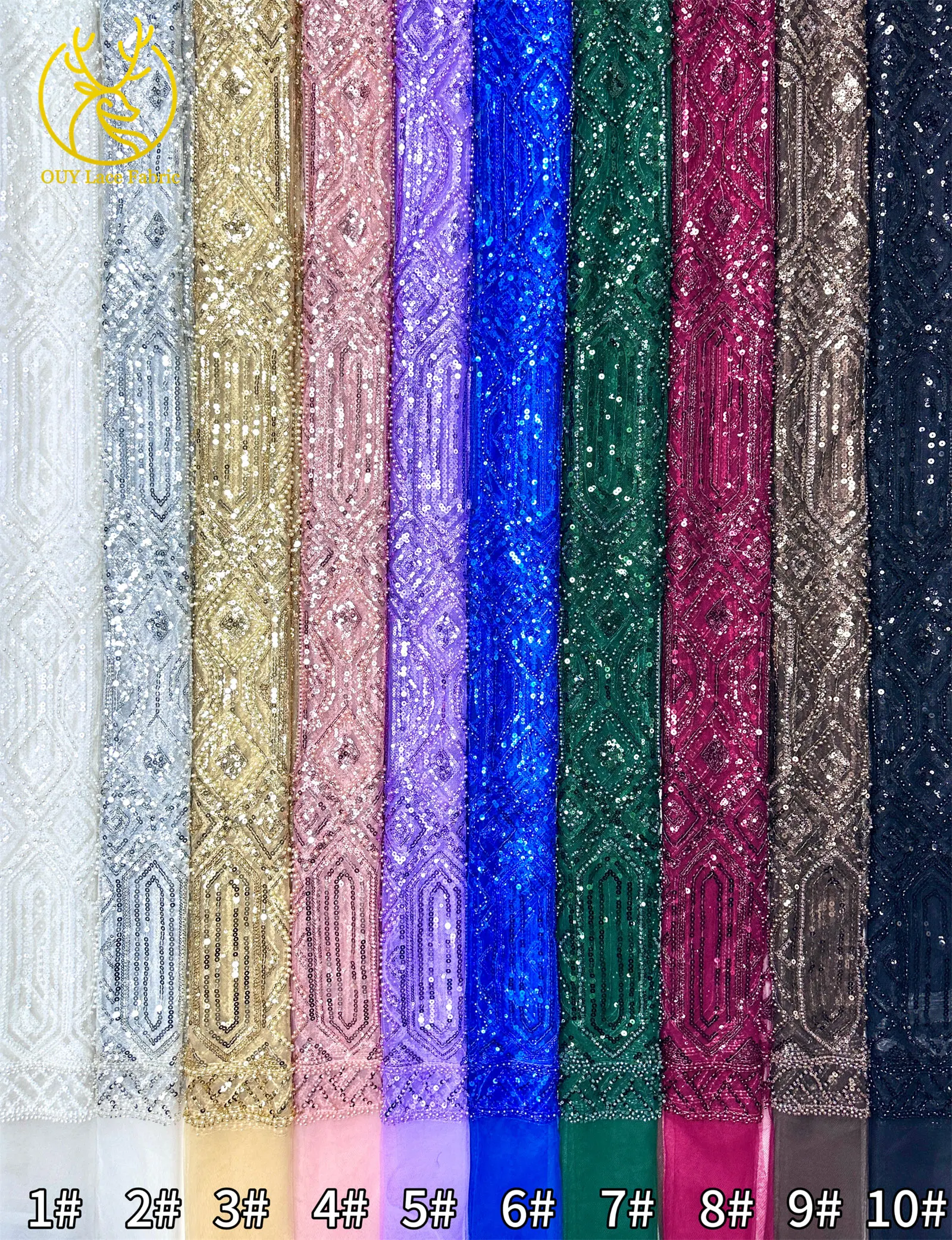 Gold Luxuriöser Afrikanischer Perlen-Spitzenstoff 2026 Hochwertiger Französischer Nigerianischer Mesh-Pailletten-Spitzenstoff für Party-Abendkleider Nähen – Detail 31
