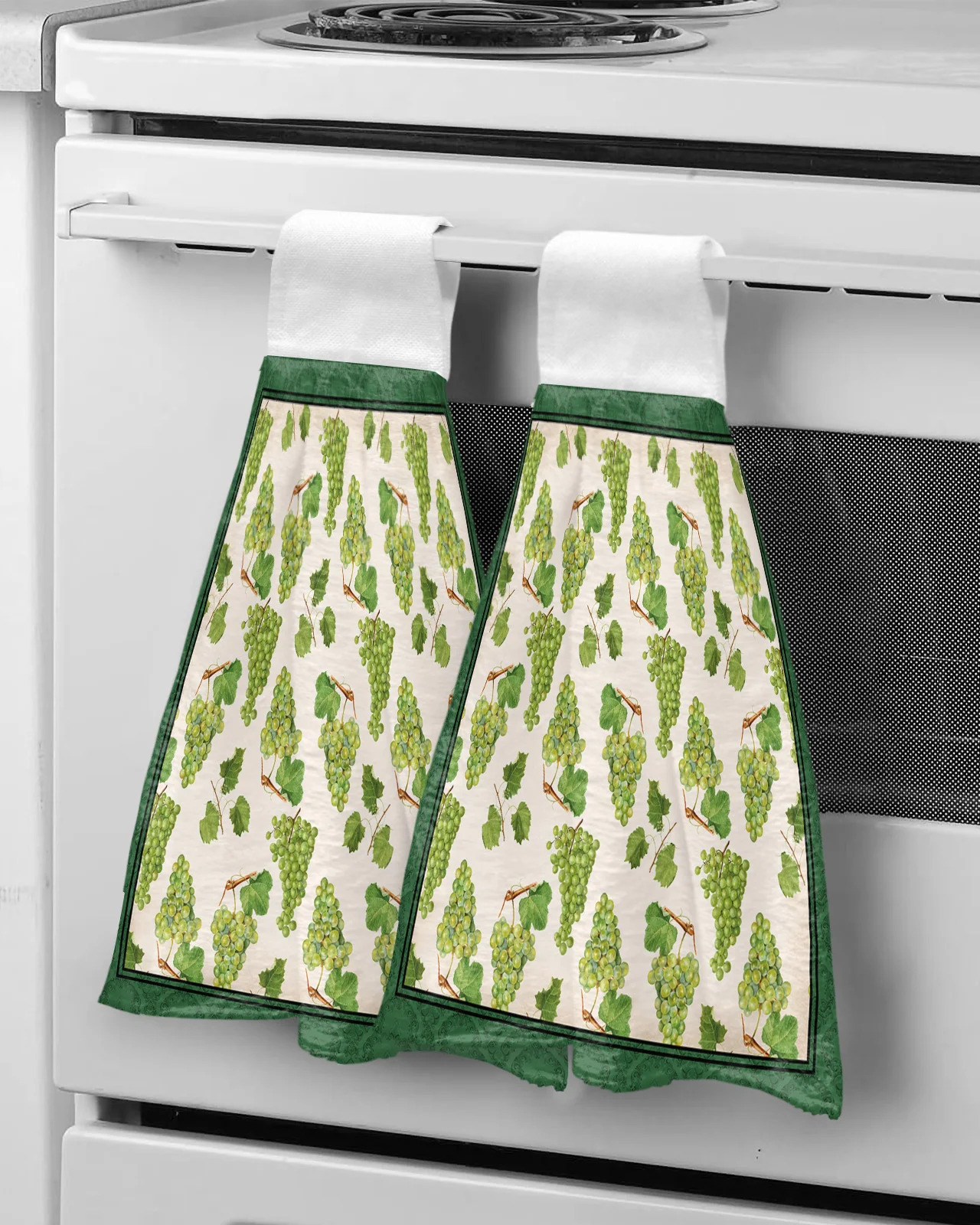 Vintage Plant Fruit Green Grape Custom Wipe Hand Towel Absorbent Hanging Towels Home Kitchen Wipe Dishcloths Bathroom Bath Wipe