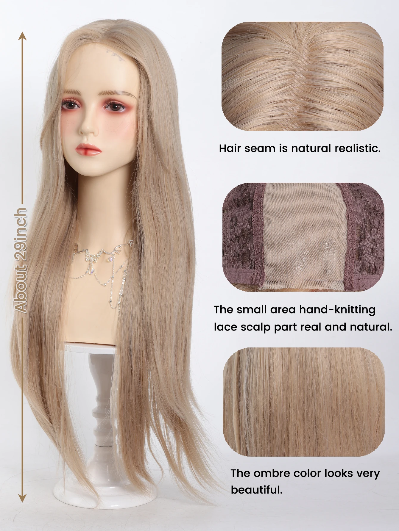 Synthetic Wig Linen Long Straight Hair With Bangs Long Curly Hair Ponytail Extensions dirty braids Halloween Christmas Gifts