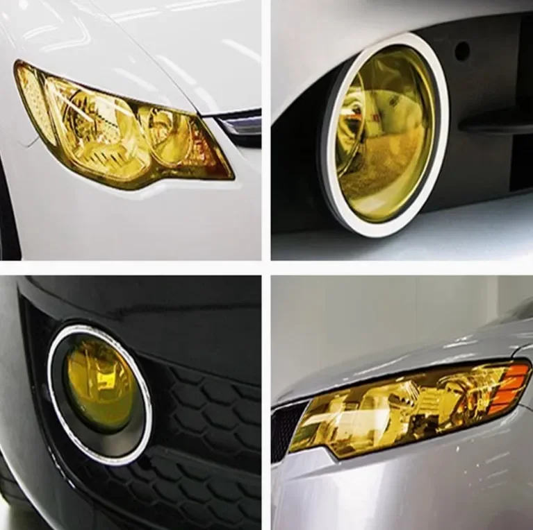 Self-Adhesive Car Headlight Taillight Tint Film Clear Yellow Smoke Black Exterior Styling Decals for Auto Motorcycle Lights