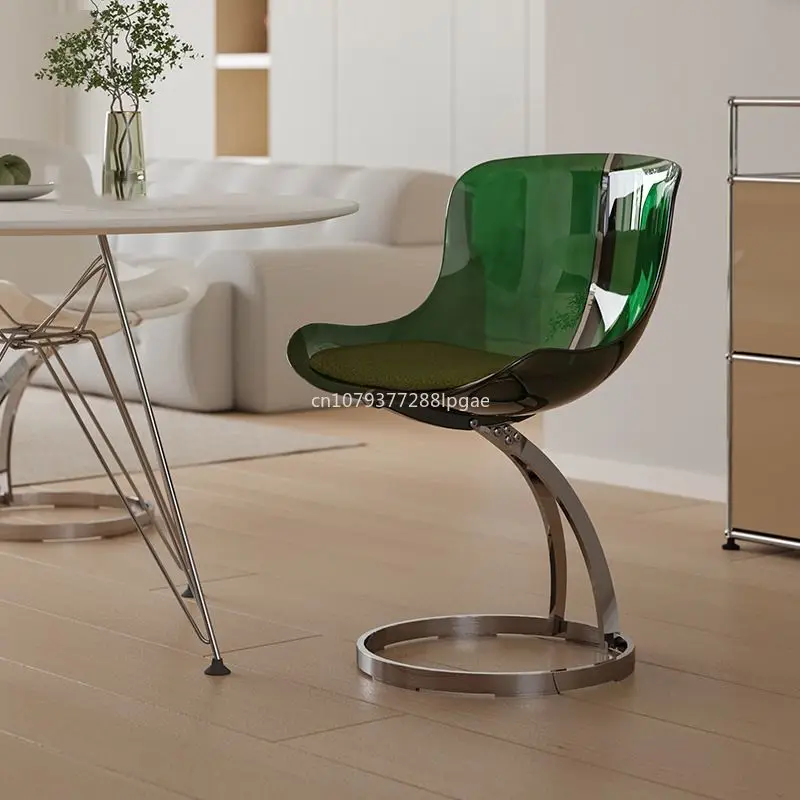 

Cream Style Home Acrylic Dining Chair Designer Creative Restaurant Back Chair Transparent Makeup Chair Furniture