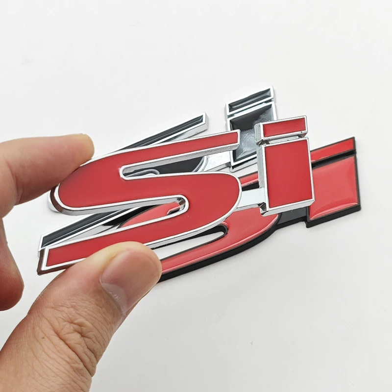 تصفيف السيارة ثلاثية الأبعاد معدن الكروم سبائك الزنك شعار SI الجبهة مصبغة شارة الخلفي الجذع شعار ملصق لهوندا سيفيك SI اكسسوارات السيارات